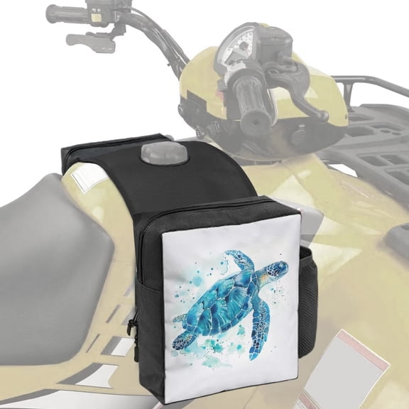 Uorisanigo ATV Tank Bag Saddle Bag Waterproof Blue Sea Turtle Fuel Tank Storage Pouch for ATV/UTV/Snowmobile Polyester Fabric Bags with Water Pocket