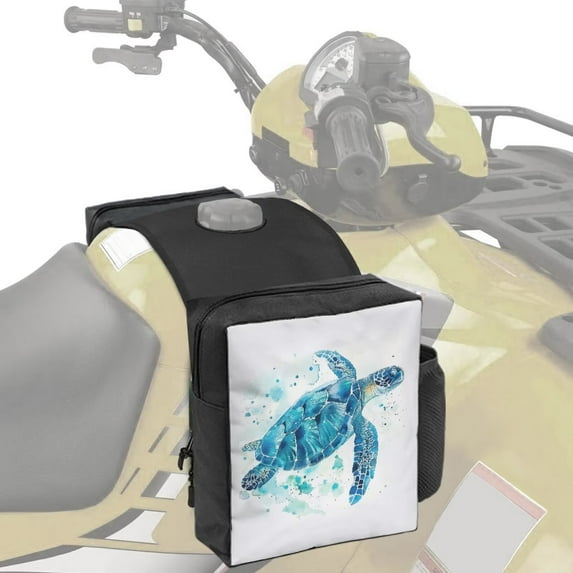 Uorisanigo ATV Tank Bag Saddle Bag Waterproof Blue Sea Turtle Fuel Tank Storage Pouch for ATV/UTV/Snowmobile Polyester Fabric Bags with Water Pocket