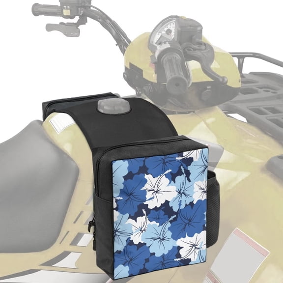 Uorisanigo ATV Tank Bag Saddle Bag Wear-Resistant Hibiscus Flowers Blue Motorcycle Bags Compatible with ATV UTV Snowmobile Motorcycle Bicycle Hanging Storage Bags