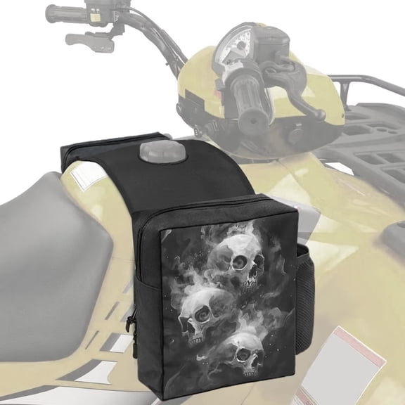 Uorisanigo ATV Tank Bag Snowmobile Saddle Bag Funny Skull Print Motorcycles Front Fuel Tank Bags Motorcycle Saddlebag for ATV Dirt Bike Snowmobile, Easy to Install