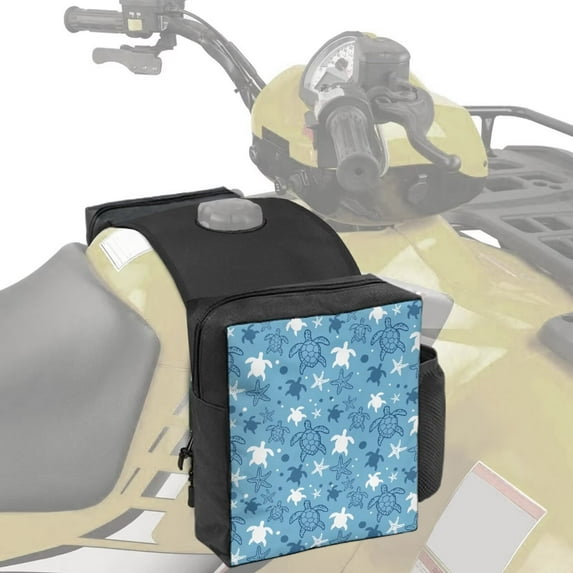 Uorisanigo ATV Tank Bag, Waterproof Motorcycles Front Saddle Bag for Storage Cargo & Drink, Universal Accesorios Blue Turtle Moto Saddle Bags with Drink Pocket for ATV/UTV/Snowmobile