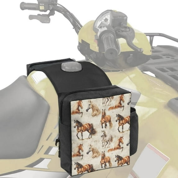 Uorisanigo ATV Tank Bag, Western Horse Motorcycle Saddle Bag Tool Carrier for Snowmobile, Waterproof Cargo Pocket, Universal Front Accessories, Storage Pack with Water or Drink Pocket