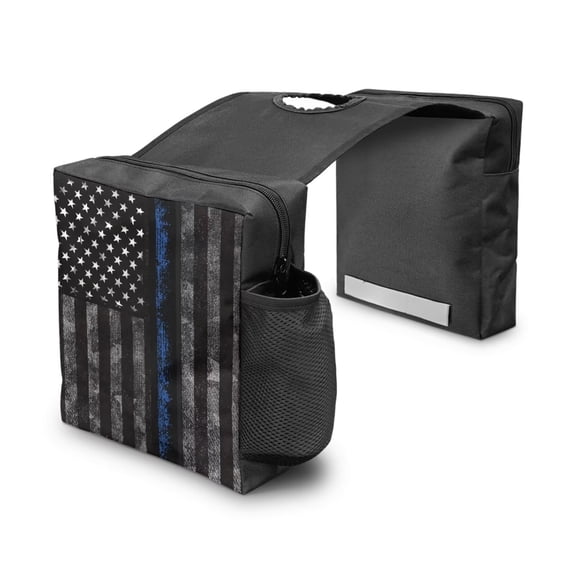 Uorisanigo ATV Tank Top Bag, Waterproof American Police Flag Motorcycle Saddlebag with Drink Pockets, Universal Tank Top Organizer for Motorcycles ATV UTV, Motorcycle Accessories