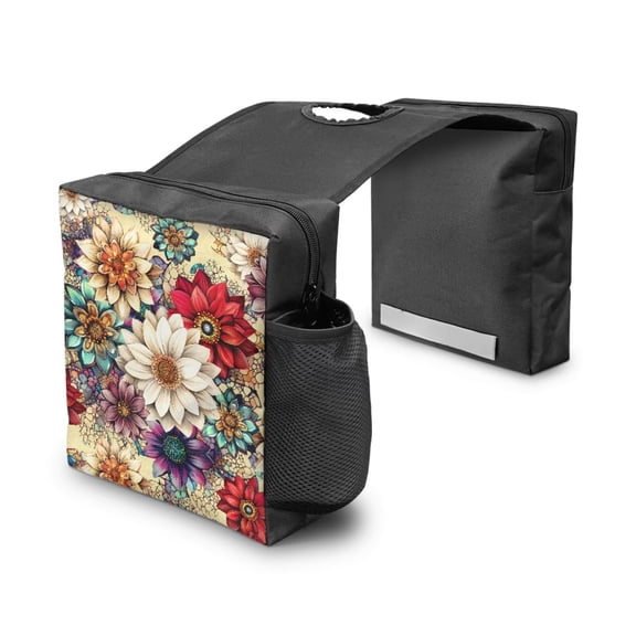 Uorisanigo ATV Tank Top Saddle Bag, Ethnic Floral Snowmobiles Motorcycles Oil Tank Bag, ATV Saddlebags Compatible with Most UTV Motorcycle, Snowmobile