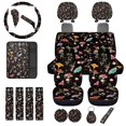 thumbnail image 1 of Uorisanigo Aesthetic Mushroom Car Seat Cover Set Pack of 18 with Seat Belt Strap Pads Full Set Universal Steering Covers Arm Rest Cover Headrest Cushion Handbrake Grip Protector Coasters Keychains, 1 of 7