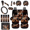 thumbnail image 1 of Uorisanigo American Flag Deer Front and Back Seat Covers with Seatbelt Shoulder Pad Center Console Cover Steering Wheel Wrap Headrest & Gear Shift & Handbrake Covers Coasters Keychain,18 Pieces, 1 of 7