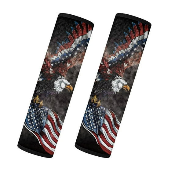 Uorisanigo American Flag Eagle Seatbelt Covers Flannel 2 PCS Car Seat Belt Pads Cover Soft and Comfortable Shoulder Pad Protector Car Seat Belt Pads Cover for Car Interior Accessorie
