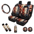 thumbnail image 1 of Uorisanigo American Flag Horse 10 Pack Car Seat Covers Sets with Cars Seat Belt Cover and Water Cup Coaster and Steering Wheel Cover Keychains Soft Easy to Instal Elastic Fabrics for Car SUV, 1 of 7