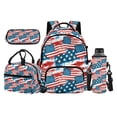 thumbnail image 1 of Uorisanigo American Flag Kids Backpack Set for Camping and School, Casual Daypack with Matching Lunch Bag, Water Bottle Pouch and Pencil Case, Bookbag with Side Mesh Pocket for Umbrella, 1 of 7