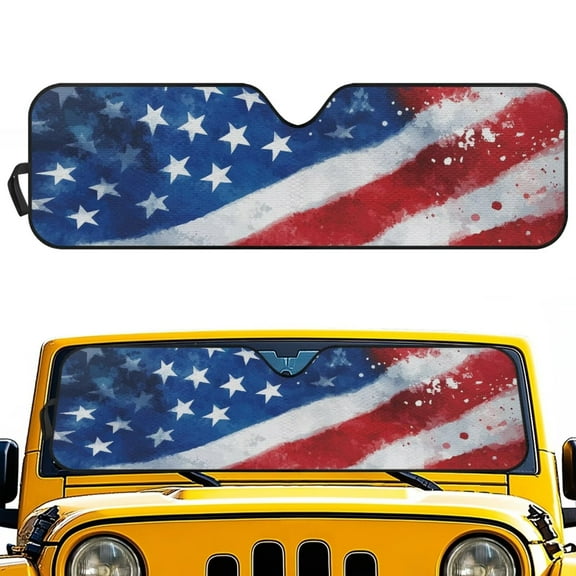 Uorisanigo American Flag Print Windshield Sun Shade Cover for 2018-2023 Jeep Wrangler JL 4XE Gladiator JT - Sunshade for Jeep Foldable Front Window Sunshade Sun Visor Protection Block UV Rays