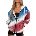 thumbnail image 1 of Uorisanigo American Flag Print Womens Zip Up Hoodies Slight Stretch OversizedHooded Zip up Sweatshirt Size XL Soft Lightweight Fall Fashion Sweatshirt, 1 of 7