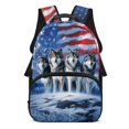 thumbnail image 1 of Uorisanigo American Flag Wolf School Backpack for Boys Girls 5-12, 17 Inch Lightweight Casual Daypack, Multifunctional with Padded Shoulder Straps for Kindergarten Elementary, 1 of 7