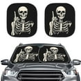 thumbnail image 1 of Uorisanigo Automative Car&nbsp;Sunshade Funny Skull Print Heat-Resistant Front Window Visor Shade Pack of 2 Novelty Reflective Polyester Blocks Heat and Sun Universal Fit Cars Auto Accessories, 1 of 7