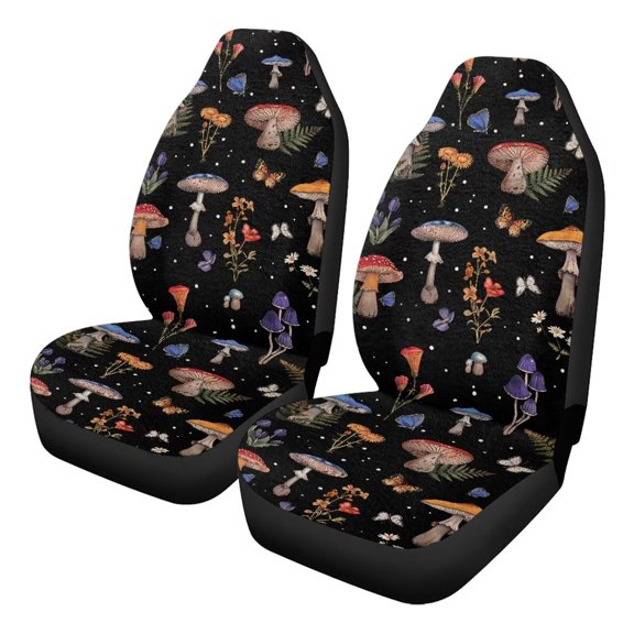 Uorisanigo Automotive Seat Cover, 2 PCS Premium Colorful Mushroom Automotive Bucket Seat Covers Protect Accessories for Women Men, Soft Seats Protection