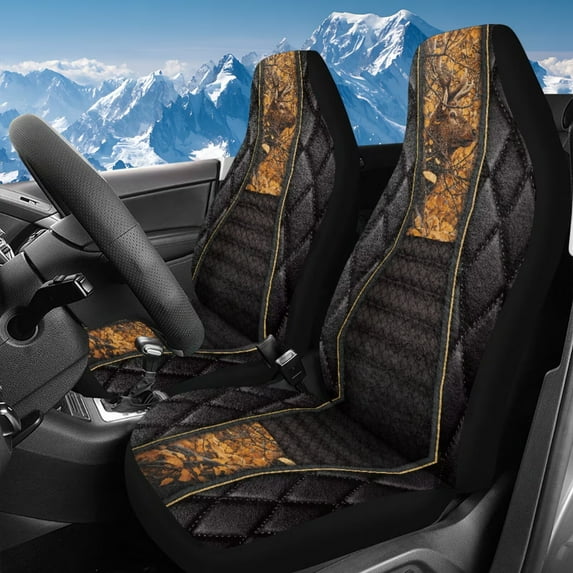 Uorisanigo Automotive Seat Cover, 2Pcs Car Accessories with Deer Camo Hunting Car Seat Covers Front Only Drive Seats Cover Protect Accessories for Women Men