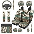thumbnail image 1 of Uorisanigo Aztec Cow Print 14 Pack Cars Seat Covers Full Set with Comfortable Car Headrest Cover and Steering Wheel Cover and Car Armrest Cover Seat Belt Pads Suitable for Most Cars SUVs, 1 of 6