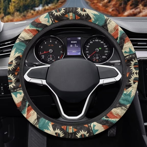 Uorisanigo Aztec Print Steering Wheel Cover for Women Sunflower 15 Inch Car Steering Wheel Cover with Elastic Ddge Breathable Car Steering Protector for Winter Car Accessories Gift for Wife