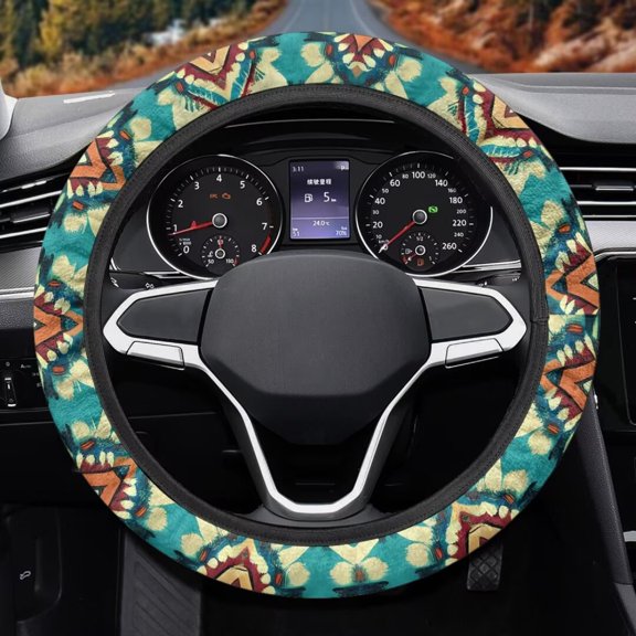 Uorisanigo Aztec Tribe 15 Inch Steering Wheel Cover for Women Vintage Car Steering Wheel Protector for Women Easy to Install Car Wheel Covers with Elastic Edge Car Decor Gift for Birthday