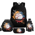 thumbnail image 1 of Uorisanigo Baseball Print School Backpack with Lunch Box Pencil Bag Pen Case Sports Bottle Cover, Set of 4, Large Capacity Travel Rucksack for Sports, Camping, Outdoor, 1 of 7