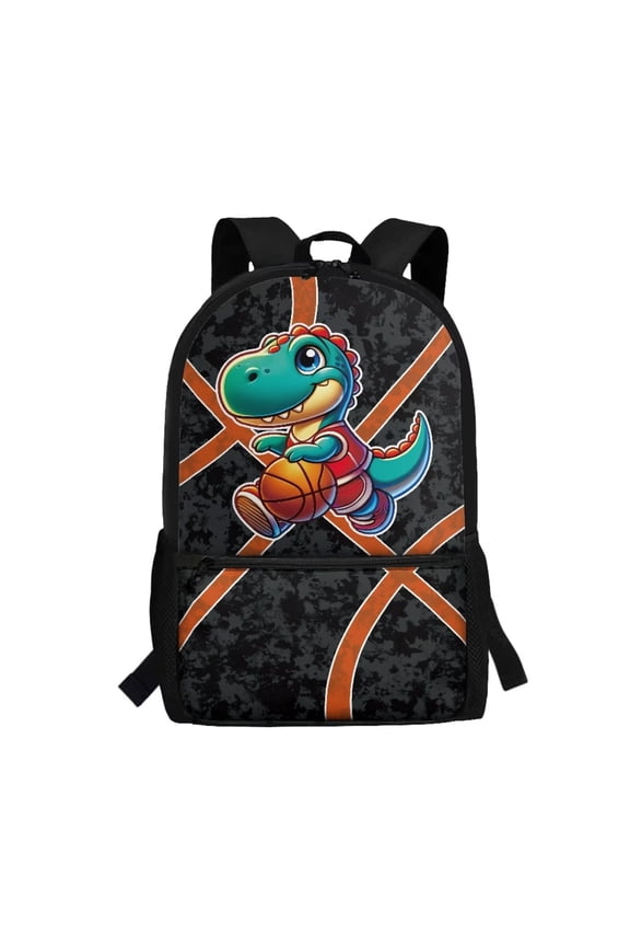 Basketball Dinosaur Kids Back Pack Lightweight School Bag for Boys and Girls 5-13 Toddler Rucksack with Water Bottle Pockets Preschool Elementary Kindergarten Bookbag