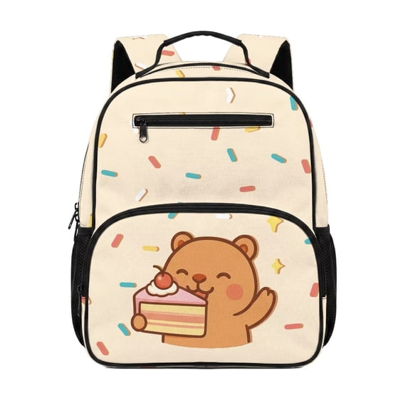 Uorisanigo Bear Dessert Kids Backpack for Ages 6-8 Preschool, Breathable Large Capacity Rucksack with Padded Shoulder Straps, Perfect for Daily School Use