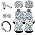 thumbnail image 1 of Uorisanigo Beautiful Daisy Bush Car Front and Rear Cushion Covers Steering Wheel Cover Pillowcase for Cars Water Coaster Gear Lever Cover+Hand Brake Cover Easy to Install 11-Piece, 1 of 7