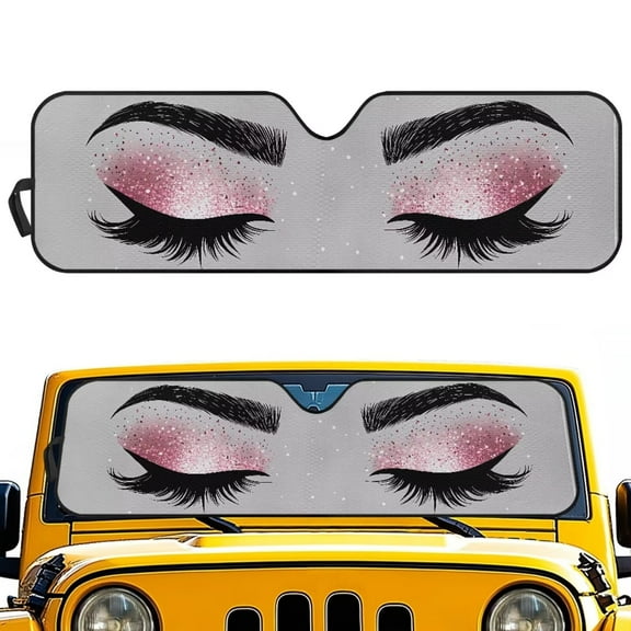 Uorisanigo Beauty Eyes Windshield Sunshade for 2018-2025 Jeep Wrangler JL 2/4 Door, Car Sun Shade Sun Visor Blocks UV Rays and Keep Vehicle Cool