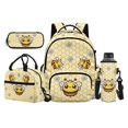 thumbnail image 1 of Uorisanigo Bee Floral Print 4-Piece Backpack for Kids Bookbag with Pencil Box Water Carrier Pouch Lunch Box Bag, Children's Rucksack with Side Mesh Pocket, Lightweight for School, 1 of 7