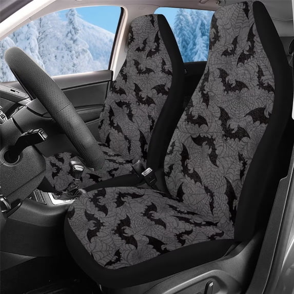 Uorisanigo Black Bat Car Seat Cover Front for Cars, Easy to Install Seats Cushion, Car Accessories for Auto Trucks Van SUV, 2 Packs, Easy Installation