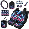 thumbnail image 1 of Uorisanigo Blue Butterfly 15Pcs Car Seat Covers Font Rear Set with Steering Wheel Cover,Seatbelt Pads,Car Trash Can,Air Vent Pouch,Rearview Mirror Cover,Car Coasters,Interior Accessories Set, 1 of 7