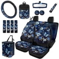 thumbnail image 1 of Uorisanigo Blue Butterfly Car Seat Cover Full Set 15 PCS with Auto Steering Wheel Cover Seat Belt Pads Cup Coasters Trash Bin Air Vent Storage Bag Rearview Mirror Covers Keychain Universal Fit, 1 of 7