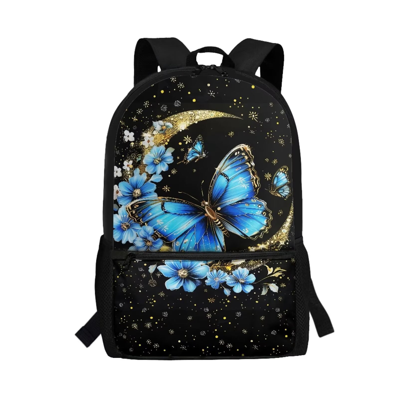 Uorisanigo Blue Butterfly Starry Kids Backpack for Girls Boys 17 Inch ...