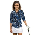 thumbnail image 1 of Uorisanigo Blue Camo Forest Women's 3/4 Sleeve Golf Top Size L Comfortable Fashion Quick Dry Athletic Polo Shirts with Zip Up Collar Versatile Tennis Tops Soft Breathable for Women, 1 of 7