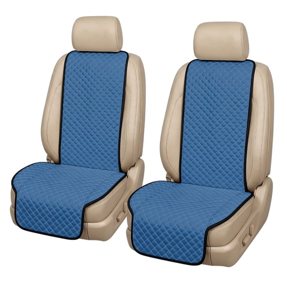 Uorisanigo Blue Car Front Seat Covers Quilted 2 Pack Car Seat Cushion Pads Polyester Fabric Non‑Slip Car Seat Protector Auto Interior Accessories Universal Fit for Sedan SUV Truck Van Vehicles