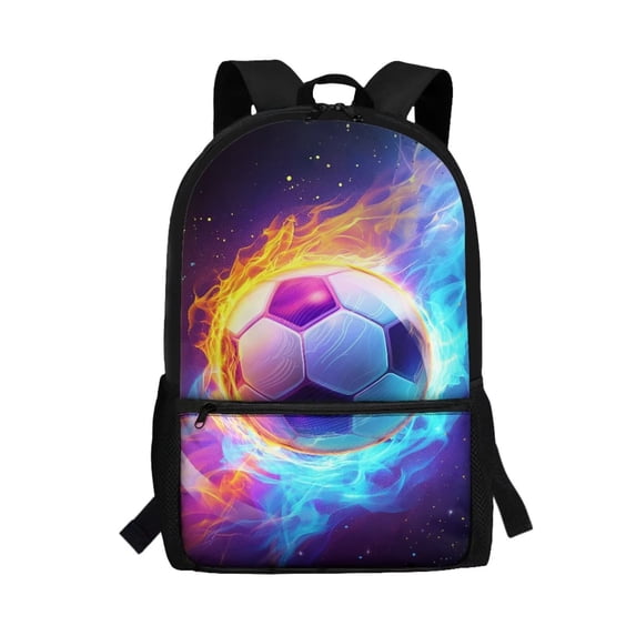 Uorisanigo Blue Fire Football School Backpack for Kids 17 inch Large Capacity School Bag Casual Daypack Universal Fit Preschool Elementary Kindergarten Boys and Girls 6-8 10-12