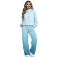 thumbnail image 1 of Uorisanigo Blue Gradient Mock Neck Sweatshirt with Wide Leg Sweatpants Matching Set Lounge Sets for Women Tracksuit 2 Piece Fall Outfits Drawstring Activewear Oversized Jogging Suit, 1 of 8