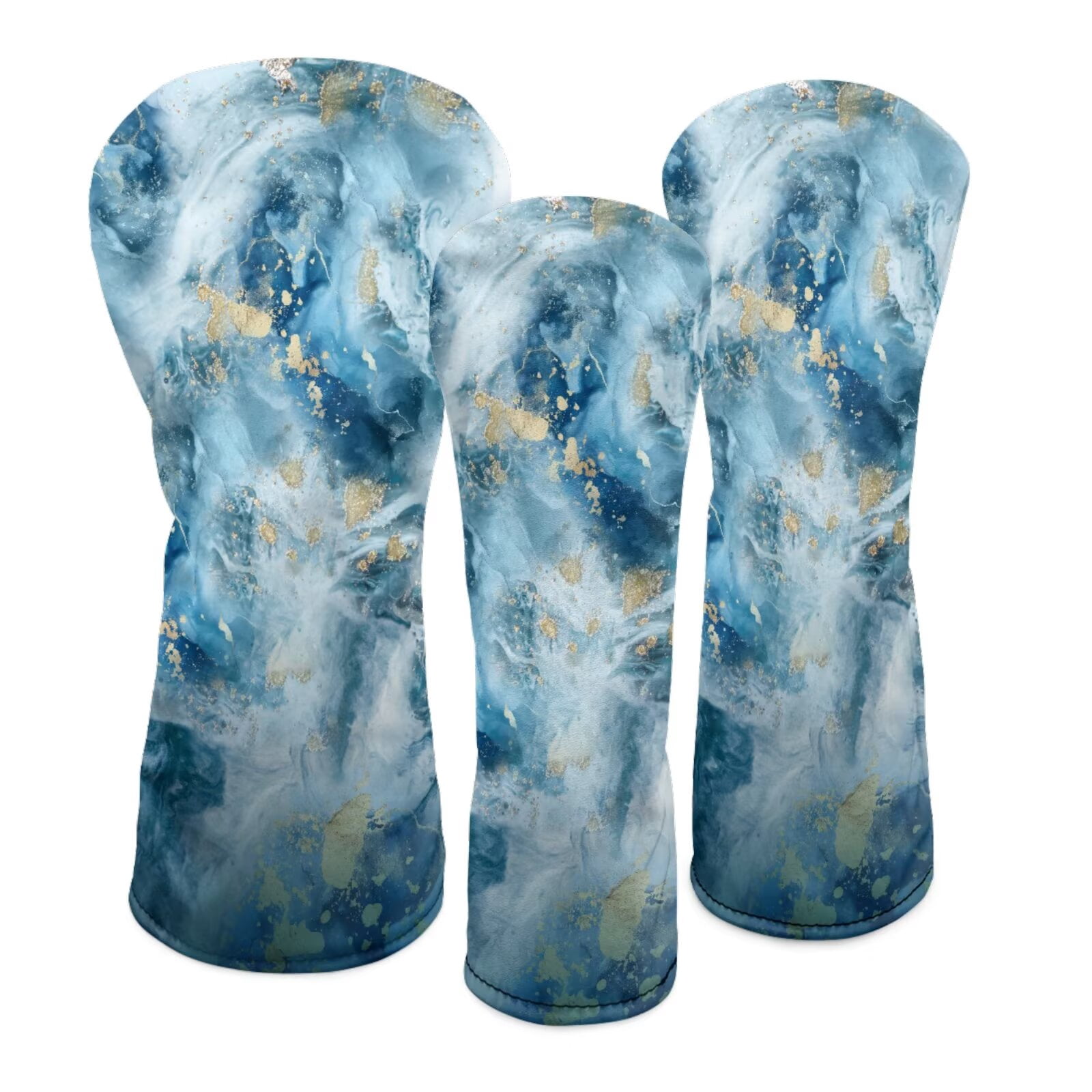 Uorisanigo Blue Marble Golf Club Headcover for Drivers, Fairway Woods, Hybrids and Mallet Blade Putter - Golf Accessories for Women Men - Waterproof PU Leather & Double Elastic Band