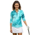 thumbnail image 1 of Uorisanigo Blue Marble Women's Golf Shirt Size S Fashionable Women's 3/4 Sleeve Athletic Golf Shirts Versatile Workout Tops Zip Up Collar Quick Dry Outing Wear Workout Sports, 1 of 7