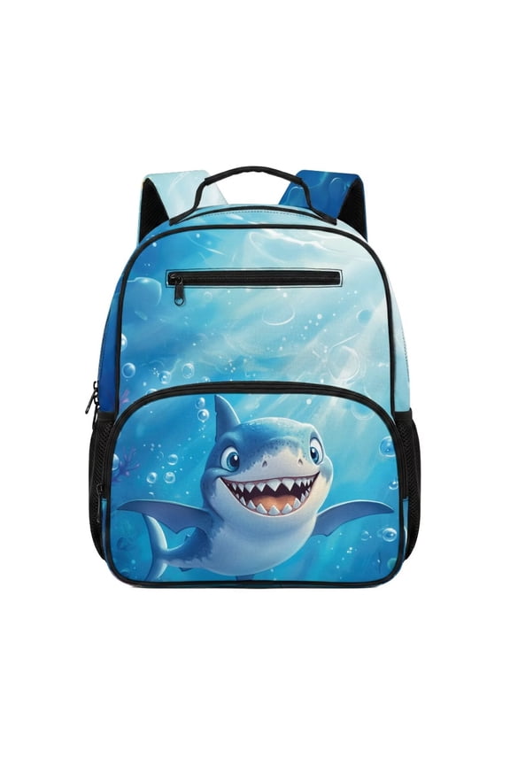 Blue Ocean Shark School Backpack for Kindergarten and Preschool, Durable Lightweight Daypack with Padded Straps, Casual Bookbag for Boys Outdoor Hiking