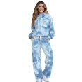 thumbnail image 1 of Uorisanigo Blue Tie Dye Womens 2 Piece Outfits Fall Sweatsuits Oversized Mock Neck Hoodie Wide Leg Sweatpants with Pockets Tracksuit Lounge Sets Drawstring Activewear Plus Size Leisure Wear, 1 of 8