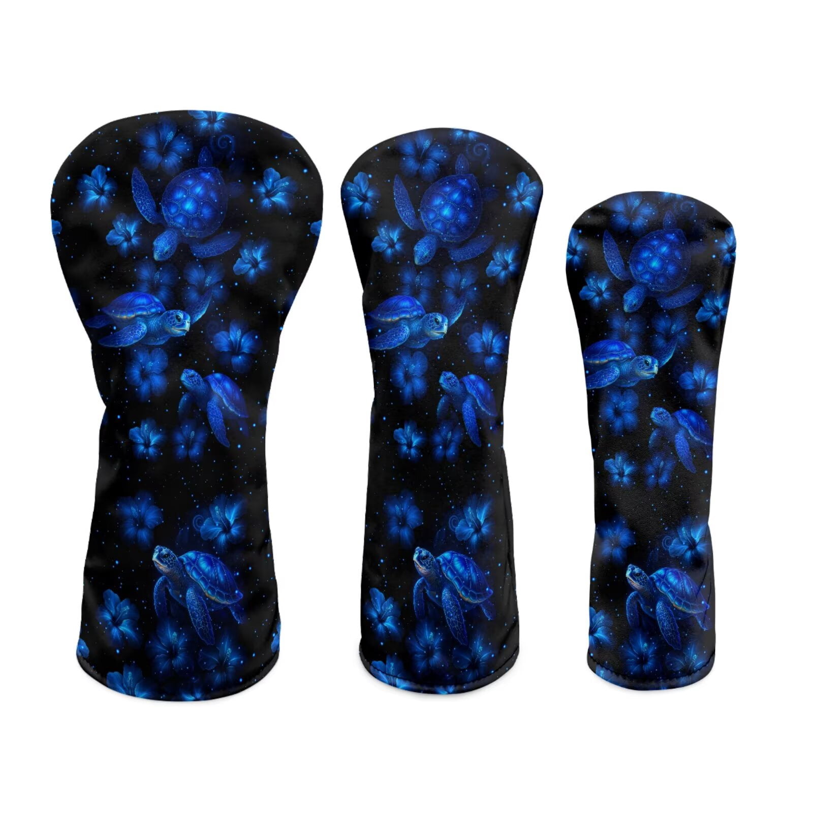 Uorisanigo Blue Turtle Golf Club Driver/Fairway Wood/Hybrid Head Cover 1 3 5 UT Cover - PU Leather Golf Accessories for Women Men - Double-Layer Elastic Band, Wrinkle-Resistant