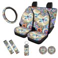 thumbnail image 1 of Uorisanigo Boho Mandala Car Seat Covers Full Set 10 Pcs with Soft Elastic Fabrics Cars Seat Belt Cover and Steering Wheel Cover Auto Water Cup Coaster Chapstick Holder Universal Fit for Car Suv, 1 of 7