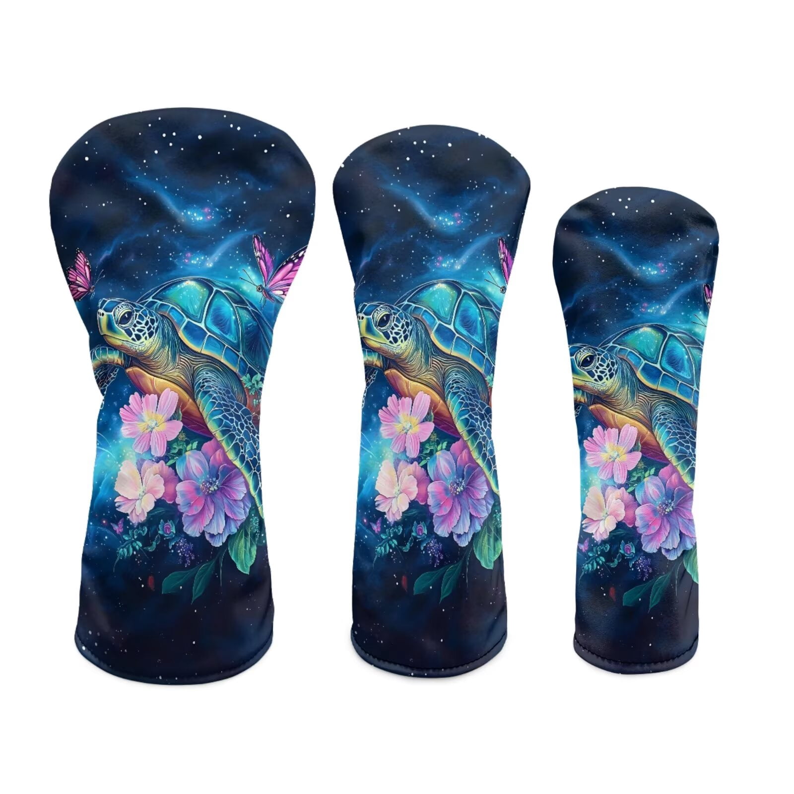 Uorisanigo Boho Turtle Golf Club Covers Set, Driver Fariway Wood Hybrid Headcover Set of 3, 3/5 Woods Headcover Leather Golf Club Head Covers, Golfer Gift Accessory for Women Men
