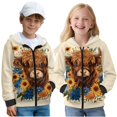 thumbnail image 1 of Uorisanigo Boys & Girls Zip Up Hoodies Sweatshirt - Lightweight Long Sleeve Hooded Sweatshirts Coat - Fashion Fall Winter Sunflower Highland Cow Jacket Sweatshirts, 1 of 7
