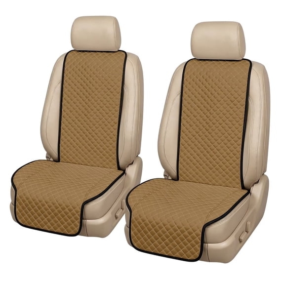 Uorisanigo Brown Car Front Seat Covers 2‑Pack Quilted Car Seat Cushion Car Interior Accessories Non‑Slip Polyester Front Car Seat Protector Pads Anti‑Scratch Universal for Most Cars Trucks