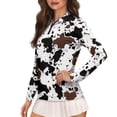 thumbnail image 1 of Uorisanigo Brown Cow Pattern Womens Long Sleeve Golf Shirt Soft Comfortable Moisture Wicking Casual Tennis Activewear Washable Tennis Tops for Workout Sports, 1 of 7