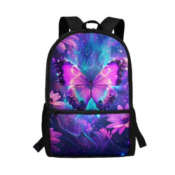 Uorisanigo Butterfly Print 17 Inch Kids Backpack for Preschool Elementary Kindergarten Girls Boys Travel Sports Casual Daypack Fashion Accessory Multifunctional with Padded Straps