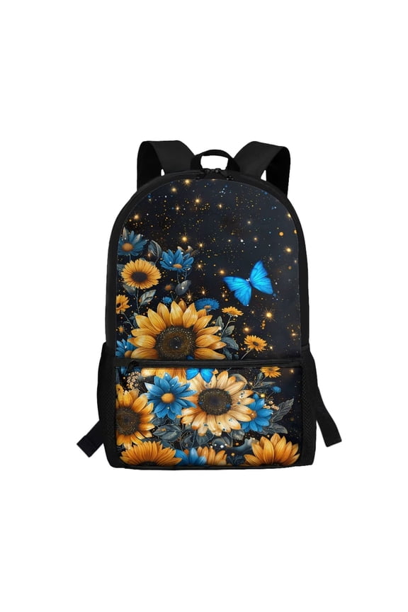 Butterfly Sunflower Kids Children School Backpack, Lightweight Casual Daypack Fit Preschool Kindergarten Elementary, 17 Inch Large Capacity School Bag Book Bags