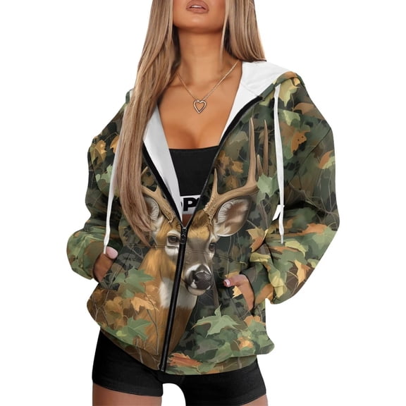 Uorisanigo Camo Deer Forest Womens Oversized Hoodies Sweatshirts Slight Stretch PolyesterOversized Sweatshirt for Women Size 4XL Soft Casual Winter Fall Clothes