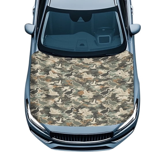 Uorisanigo Camo Duck Print Car Hood Cover Protector Stretchable Front Car Hood Cover Scratch Resistant Car Accessories Universal Fit All-Weather Car Hood Wrap for Sedans SUVs Trucks